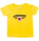 Baby Kinder-Shirt Japan, Wappen mit Wunschnamen und Wunschnummer Land, Länder, gelb, 0-6 Monate