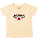 Baby Kinder-Shirt Japan, Wappen mit Wunschnamen und Wunschnummer Land, Länder, hellgelb, 0-6 Monate