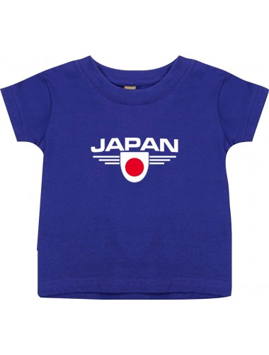 Baby Kinder-Shirt Japan, Wappen mit Wunschnamen und Wunschnummer Land, Länder, lila, 0-6 Monate