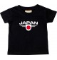 Baby Kinder-Shirt Japan, Wappen mit Wunschnamen und Wunschnummer Land, Länder, schwarz, 0-6 Monate