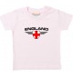 Baby Kinder-Shirt England, Wappen mit Wunschnamen und Wunschnummer Land, Länder, rosa, 0-6 Monate