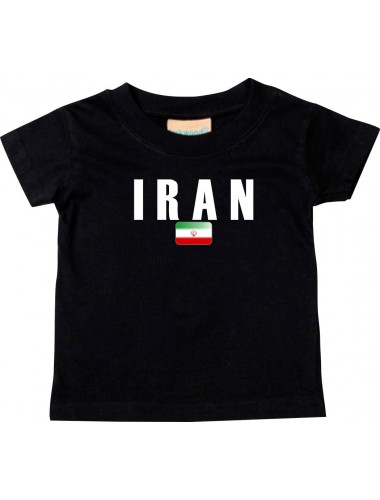 Baby Kids T-Shirt Fußball Ländershirt Iran, schwarz, 0-6 Monate