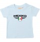 Baby Kinder-Shirt Mexiko, Wappen mit Wunschnamen und Wunschnummer Land, Länder, hellblau, 0-6 Monate