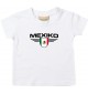 Baby Kinder-Shirt Mexiko, Wappen mit Wunschnamen und Wunschnummer Land, Länder, weiss, 0-6 Monate