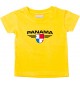 Baby Kinder-Shirt Panama, Wappen mit Wunschnamen und Wunschnummer Land, Länder, gelb, 0-6 Monate