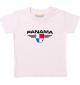 Baby Kinder-Shirt Panama, Wappen mit Wunschnamen und Wunschnummer Land, Länder, rosa, 0-6 Monate