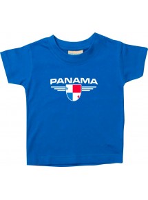 Baby Kinder-Shirt Panama, Wappen mit Wunschnamen und Wunschnummer Land, Länder, royal, 0-6 Monate