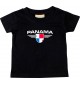 Baby Kinder-Shirt Panama, Wappen mit Wunschnamen und Wunschnummer Land, Länder, schwarz, 0-6 Monate