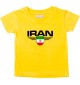 Baby Kinder-Shirt Iran, Wappen mit Wunschnamen und Wunschnummer Land, Länder, gelb, 0-6 Monate