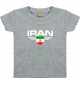 Baby Kinder-Shirt Iran, Wappen mit Wunschnamen und Wunschnummer Land, Länder, grau, 0-6 Monate