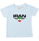 Baby Kinder-Shirt Iran, Wappen mit Wunschnamen und Wunschnummer Land, Länder, hellblau, 0-6 Monate