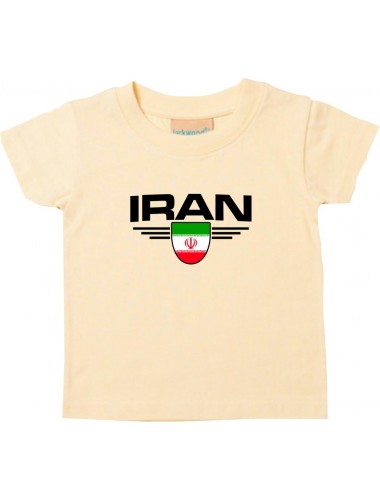 Baby Kinder-Shirt Iran, Wappen mit Wunschnamen und Wunschnummer Land, Länder, hellgelb, 0-6 Monate