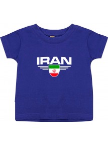 Baby Kinder-Shirt Iran, Wappen mit Wunschnamen und Wunschnummer Land, Länder, lila, 0-6 Monate