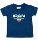 Baby Kinder-Shirt Iran, Wappen mit Wunschnamen und Wunschnummer Land, Länder, navy, 0-6 Monate