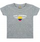 Baby Kinder-Shirt Kolumbien, Wappen mit Wunschnamen und Wunschnummer Land, Länder, grau, 0-6 Monate