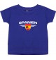 Baby Kinder-Shirt Spanien, Wappen mit Wunschnamen und Wunschnummer Land, Länder, lila, 0-6 Monate