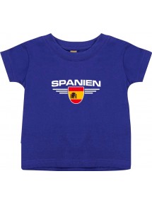 Baby Kinder-Shirt Spanien, Wappen mit Wunschnamen und Wunschnummer Land, Länder, lila, 0-6 Monate