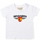 Baby Kinder-Shirt Spanien, Wappen mit Wunschnamen und Wunschnummer Land, Länder, weiss, 0-6 Monate