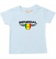 Baby Kinder-Shirt Senegal, Wappen mit Wunschnamen und Wunschnummer Land, Länder, hellblau, 0-6 Monate