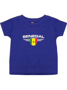 Baby Kinder-Shirt Senegal, Wappen mit Wunschnamen und Wunschnummer Land, Länder, lila, 0-6 Monate