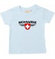 Baby Kinder-Shirt Schweiz, Wappen mit Wunschnamen und Wunschnummer Land, Länder, hellblau, 0-6 Monate