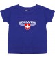 Baby Kinder-Shirt Schweiz, Wappen mit Wunschnamen und Wunschnummer Land, Länder, lila, 0-6 Monate