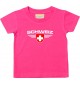 Baby Kinder-Shirt Schweiz, Wappen mit Wunschnamen und Wunschnummer Land, Länder, pink, 0-6 Monate