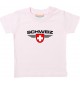 Baby Kinder-Shirt Schweiz, Wappen mit Wunschnamen und Wunschnummer Land, Länder, rosa, 0-6 Monate