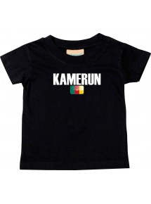 Baby Kids T-Shirt Fußball Ländershirt Kamerun, schwarz, 0-6 Monate