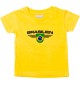 Baby Kinder-Shirt Brasilien, Wappen mit Wunschnamen und Wunschnummer Land, Länder, gelb, 0-6 Monate