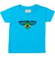 Baby Kinder-Shirt Brasilien, Wappen mit Wunschnamen und Wunschnummer Land, Länder, tuerkis, 0-6 Monate