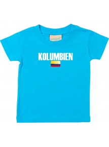 Baby Kids T-Shirt Fußball Ländershirt Kolumbien, tuerkis, 0-6 Monate