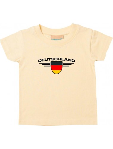 Baby Kinder-Shirt Deutschland, Wappen mit Wunschnamen und Wunschnummer Land, Länder, hellgelb, 0-6 Monate