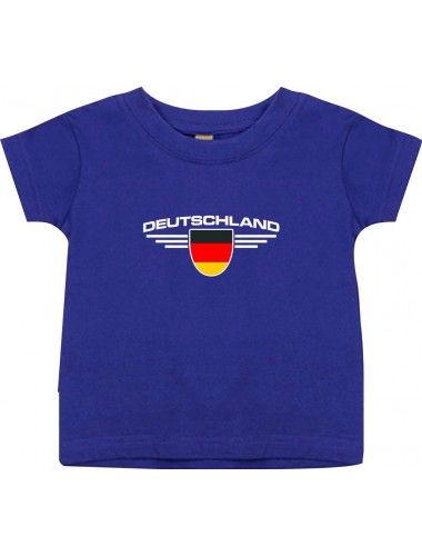 Baby Kinder-Shirt Deutschland, Wappen mit Wunschnamen und Wunschnummer Land, Länder, lila, 0-6 Monate