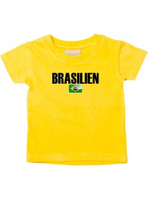 Baby Kids T-Shirt Fußball Ländershirt Brasilien, gelb, 0-6 Monate
