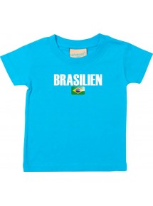 Baby Kids T-Shirt Fußball Ländershirt Brasilien, tuerkis, 0-6 Monate