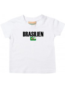 Baby Kids T-Shirt Fußball Ländershirt Brasilien, weiss, 0-6 Monate