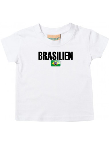 Baby Kids T-Shirt Fußball Ländershirt Brasilien, weiss, 0-6 Monate