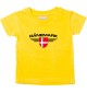 Baby Kinder-Shirt Dänemark, Wappen mit Wunschnamen und Wunschnummer Land, Länder, gelb, 0-6 Monate