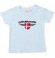 Baby Kinder-Shirt Dänemark, Wappen mit Wunschnamen und Wunschnummer Land, Länder, hellblau, 0-6 Monate