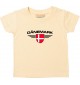Baby Kinder-Shirt Dänemark, Wappen mit Wunschnamen und Wunschnummer Land, Länder, hellgelb, 0-6 Monate