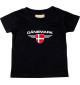Baby Kinder-Shirt Dänemark, Wappen mit Wunschnamen und Wunschnummer Land, Länder, schwarz, 0-6 Monate