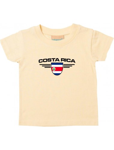 Baby Kinder-Shirt Costa Rica, Wappen mit Wunschnamen und Wunschnummer Land, Länder, hellgelb, 0-6 Monate