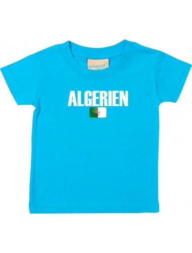 Baby Kids T-Shirt Fußball Ländershirt Algerien, tuerkis, 0-6 Monate