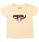 Baby Kinder-Shirt Peru, Wappen mit Wunschnamen und Wunschnummer Land, Länder, hellgelb, 0-6 Monate