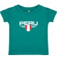 Baby Kinder-Shirt Peru, Wappen mit Wunschnamen und Wunschnummer Land, Länder, jade, 0-6 Monate