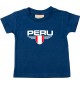 Baby Kinder-Shirt Peru, Wappen mit Wunschnamen und Wunschnummer Land, Länder, navy, 0-6 Monate