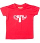 Baby Kinder-Shirt Peru, Wappen mit Wunschnamen und Wunschnummer Land, Länder, rot, 0-6 Monate