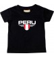 Baby Kinder-Shirt Peru, Wappen mit Wunschnamen und Wunschnummer Land, Länder, schwarz, 0-6 Monate