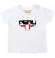 Baby Kinder-Shirt Peru, Wappen mit Wunschnamen und Wunschnummer Land, Länder, weiss, 0-6 Monate